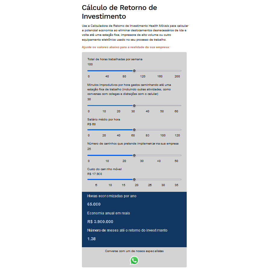 Health Móveis ROI Calculator